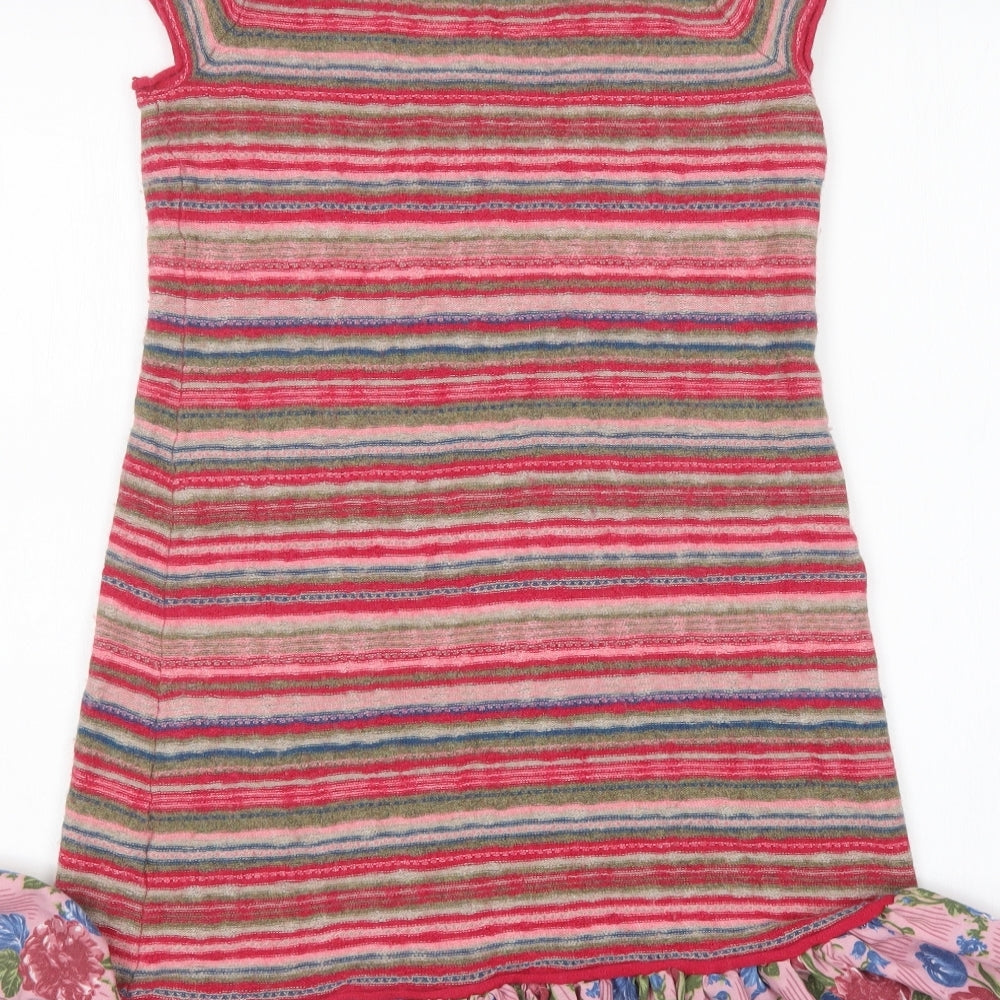 White Stuff Womens Multicoloured Striped Viscose Jumper Dress  Size 12  Round Neck