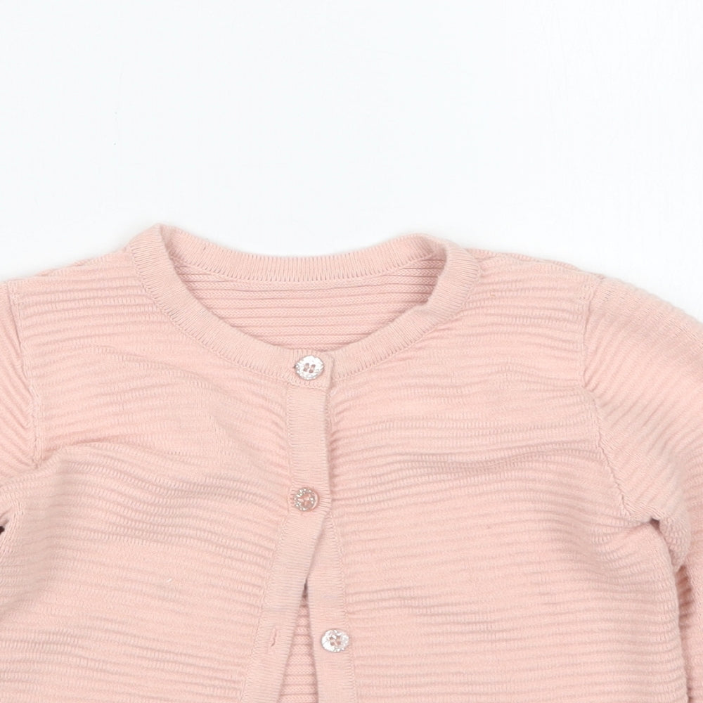 Nutmeg Girls Pink Round Neck  Cotton Cardigan Jumper Size 4-5 Years