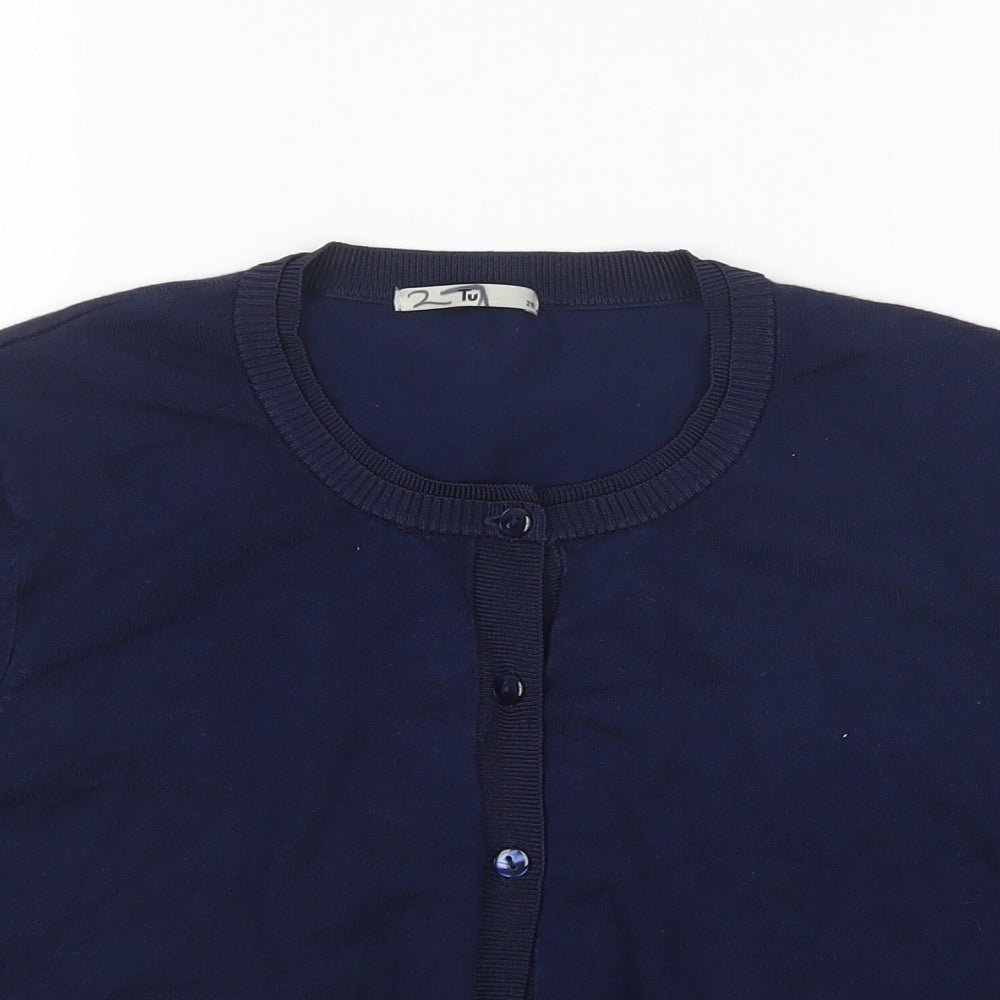 TU Womens Blue Round Neck  Viscose Cardigan Jumper Size 20