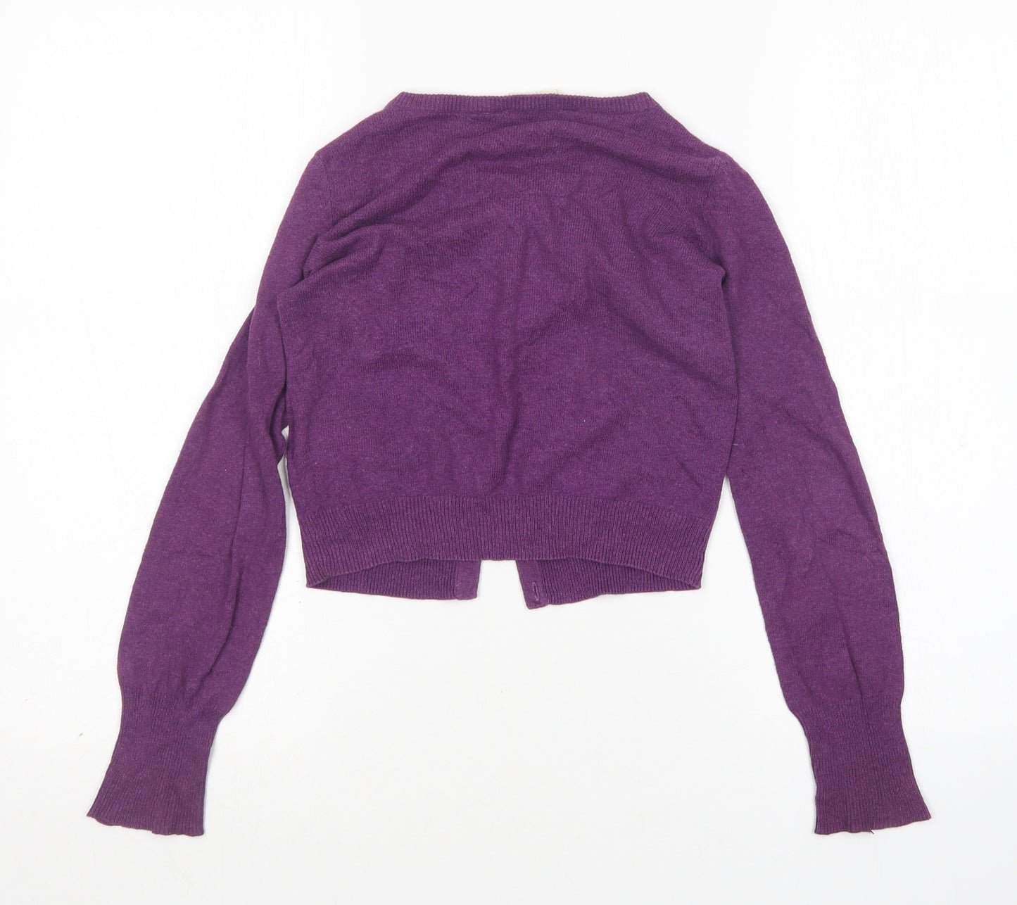 H&M Girls Purple Round Neck  Cotton Cardigan Jumper Size 7-8 Years