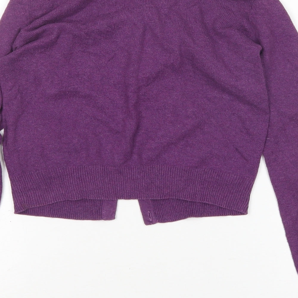 H&M Girls Purple Round Neck  Cotton Cardigan Jumper Size 7-8 Years