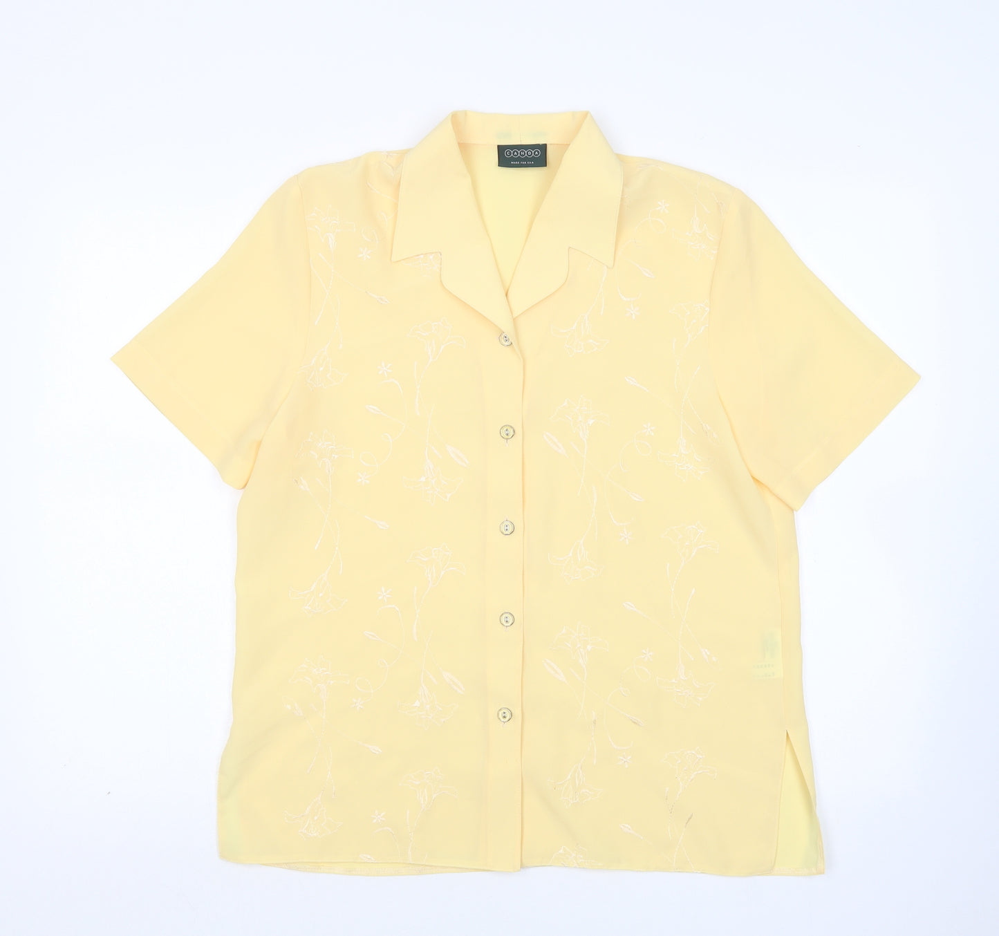 Canda Womens Yellow  Polyester Basic Button-Up Size 14 Collared