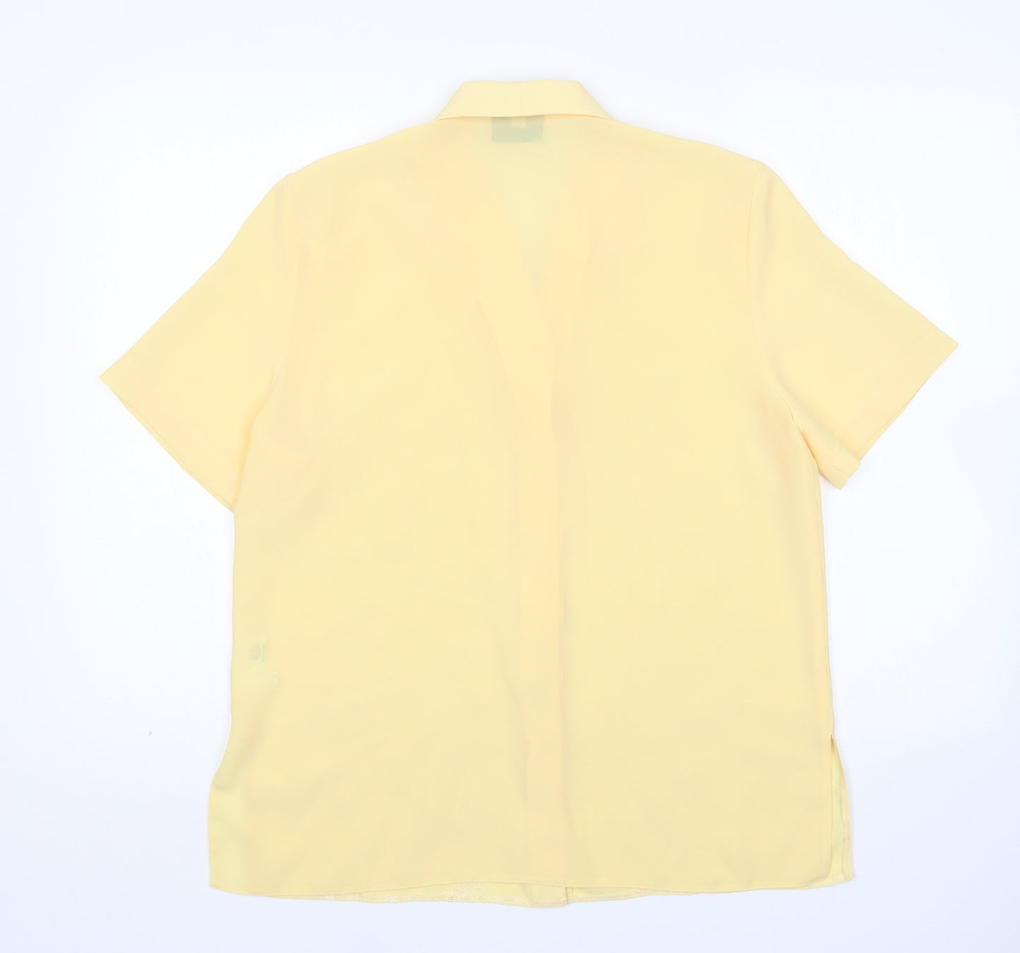 Canda Womens Yellow  Polyester Basic Button-Up Size 14 Collared
