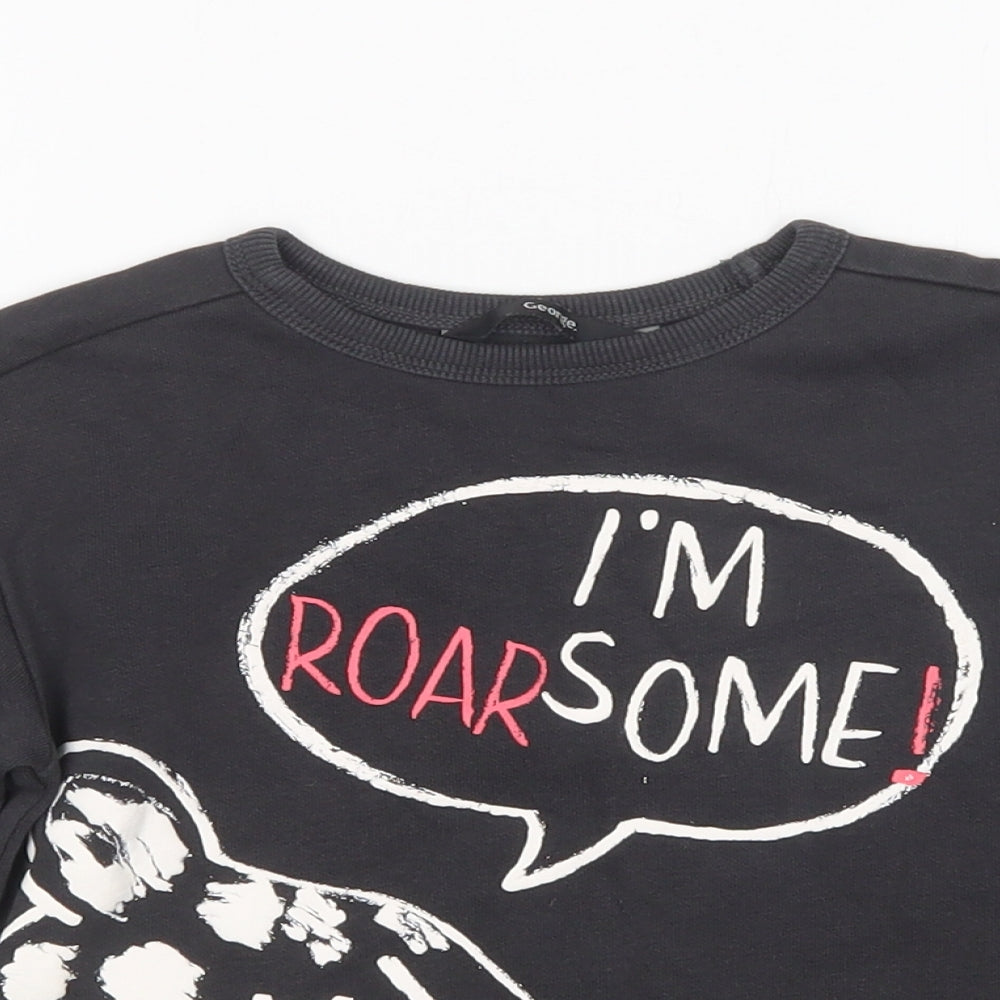 George Boys Grey Round Neck  Cotton Pullover Jumper Size 2-3 Years