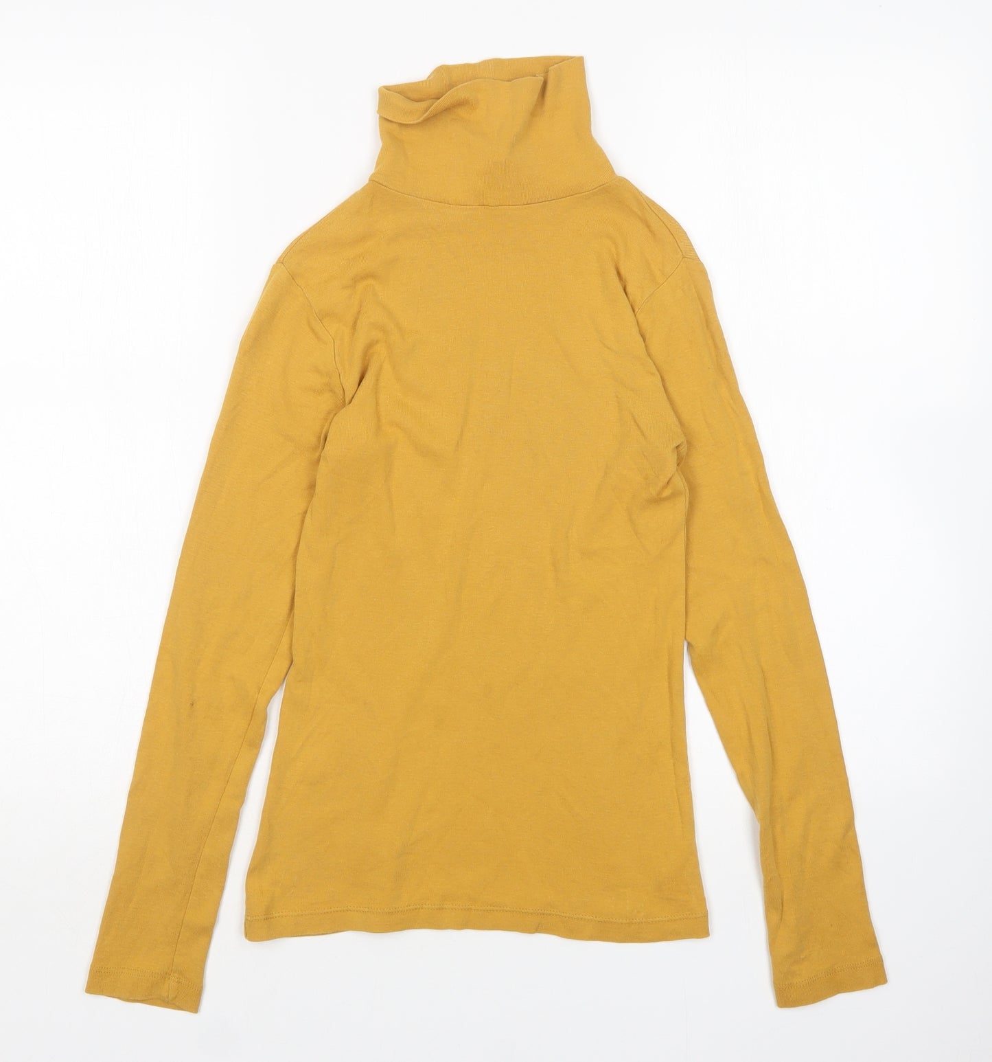 Peacocks Womens Yellow  Cotton Basic T-Shirt Size 8 Roll Neck