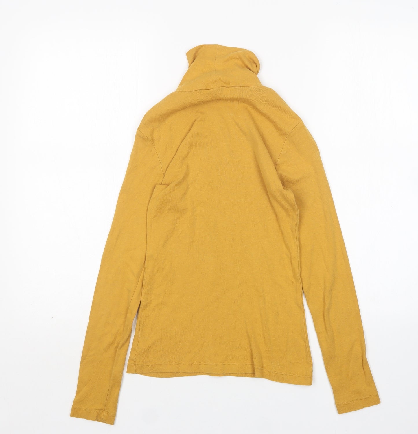 Peacocks Womens Yellow  Cotton Basic T-Shirt Size 8 Roll Neck