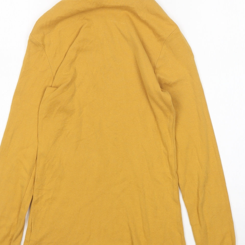 Peacocks Womens Yellow  Cotton Basic T-Shirt Size 8 Roll Neck