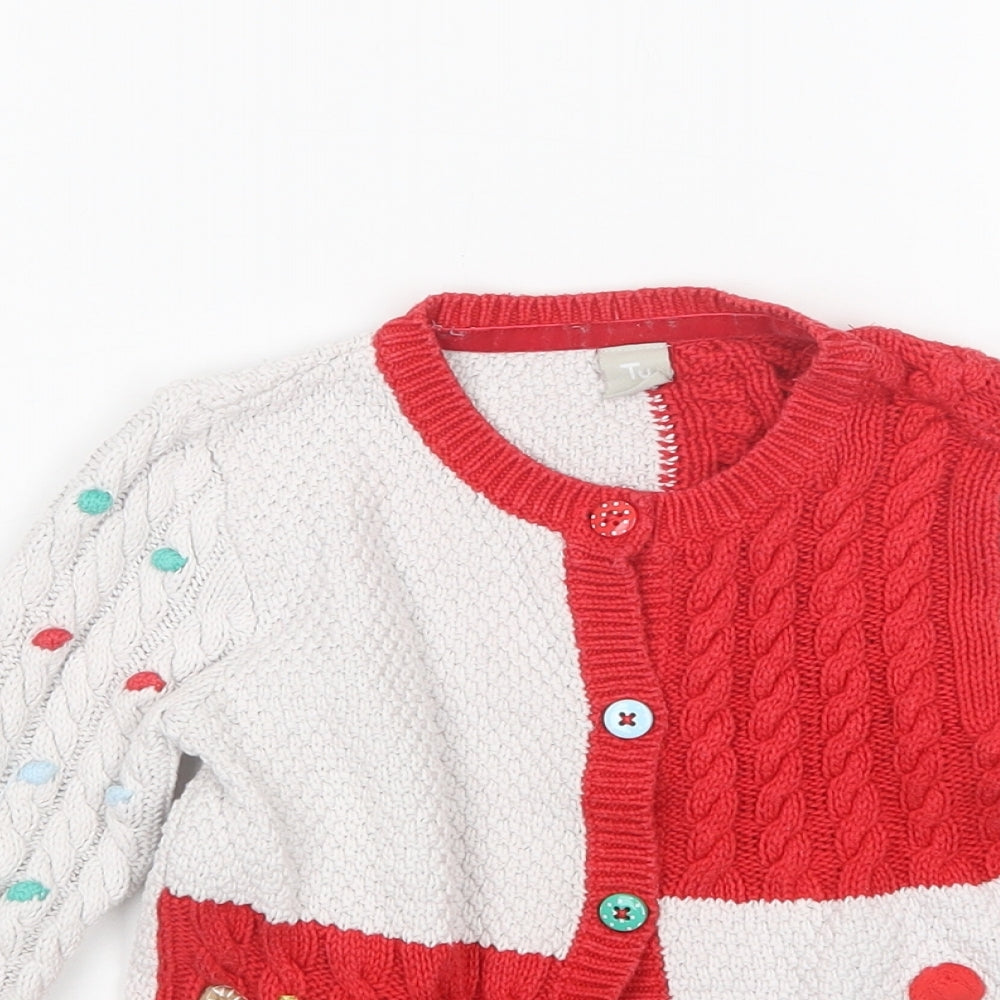 TU Girls Multicoloured Round Neck Polka Dot Cotton Cardigan Jumper Size 4-5 Years   - Christmas
