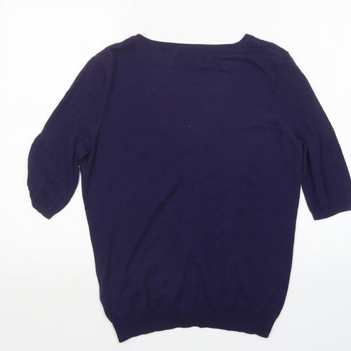 H&M Womens Purple V-Neck  Modal Cardigan Jumper Size L