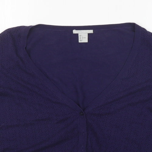 H&M Womens Purple V-Neck  Modal Cardigan Jumper Size L