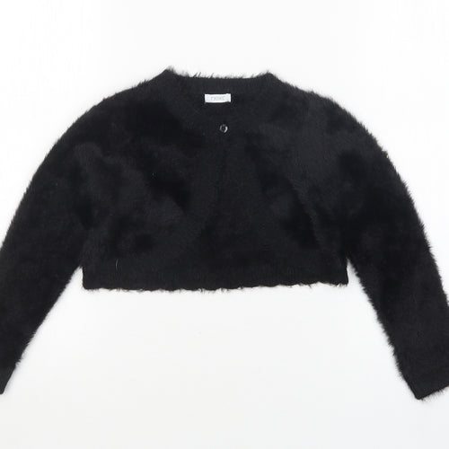 NEXT Girls Black Round Neck  Acrylic Shrug Jumper Size 5-6 Years
