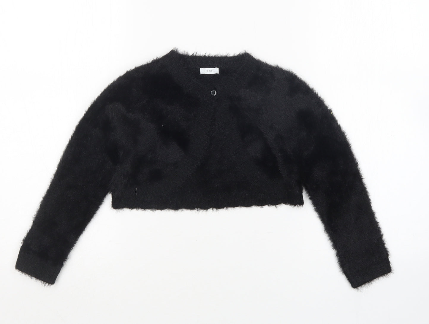 NEXT Girls Black Round Neck  Acrylic Shrug Jumper Size 5-6 Years