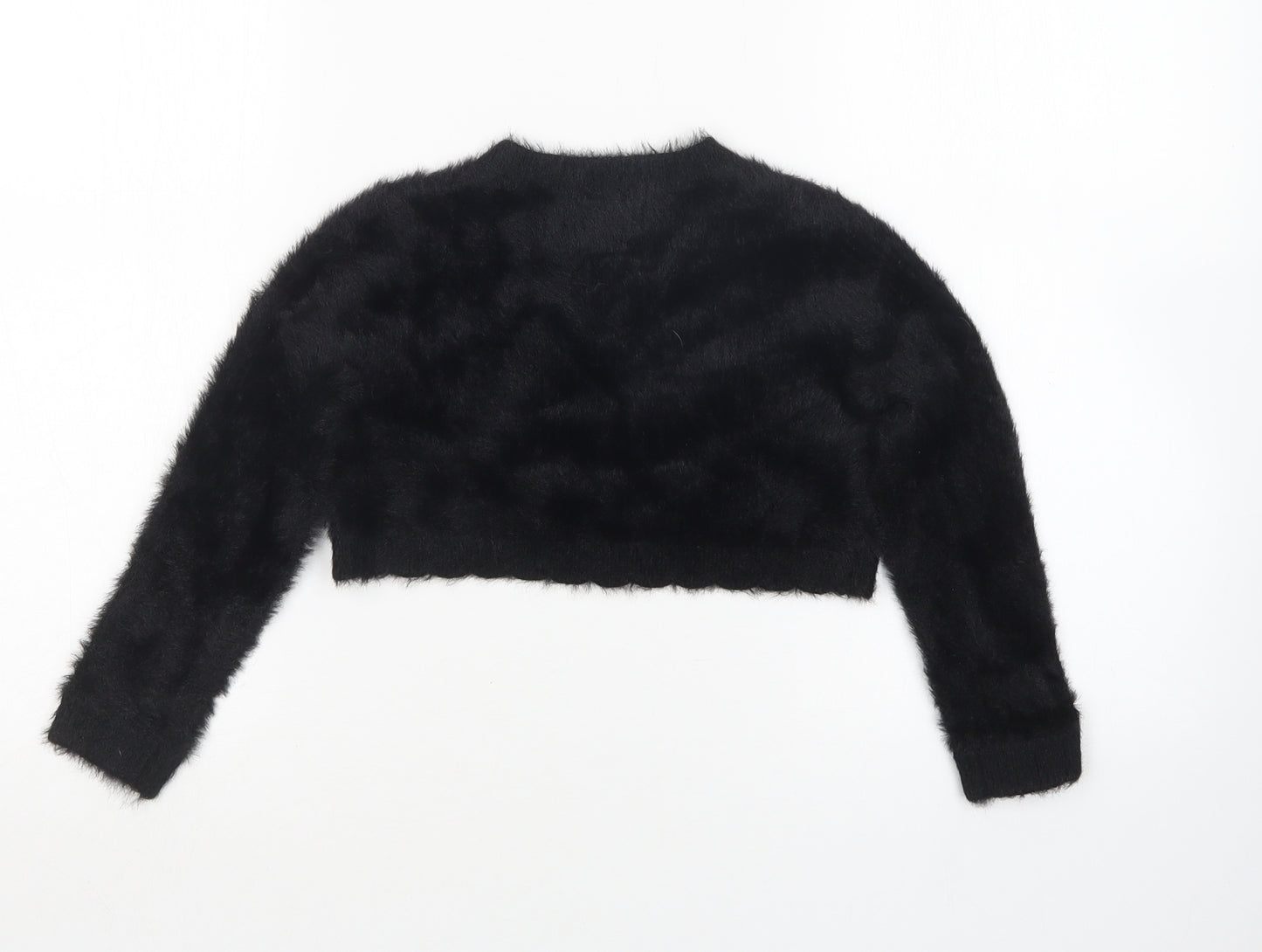 NEXT Girls Black Round Neck  Acrylic Shrug Jumper Size 5-6 Years