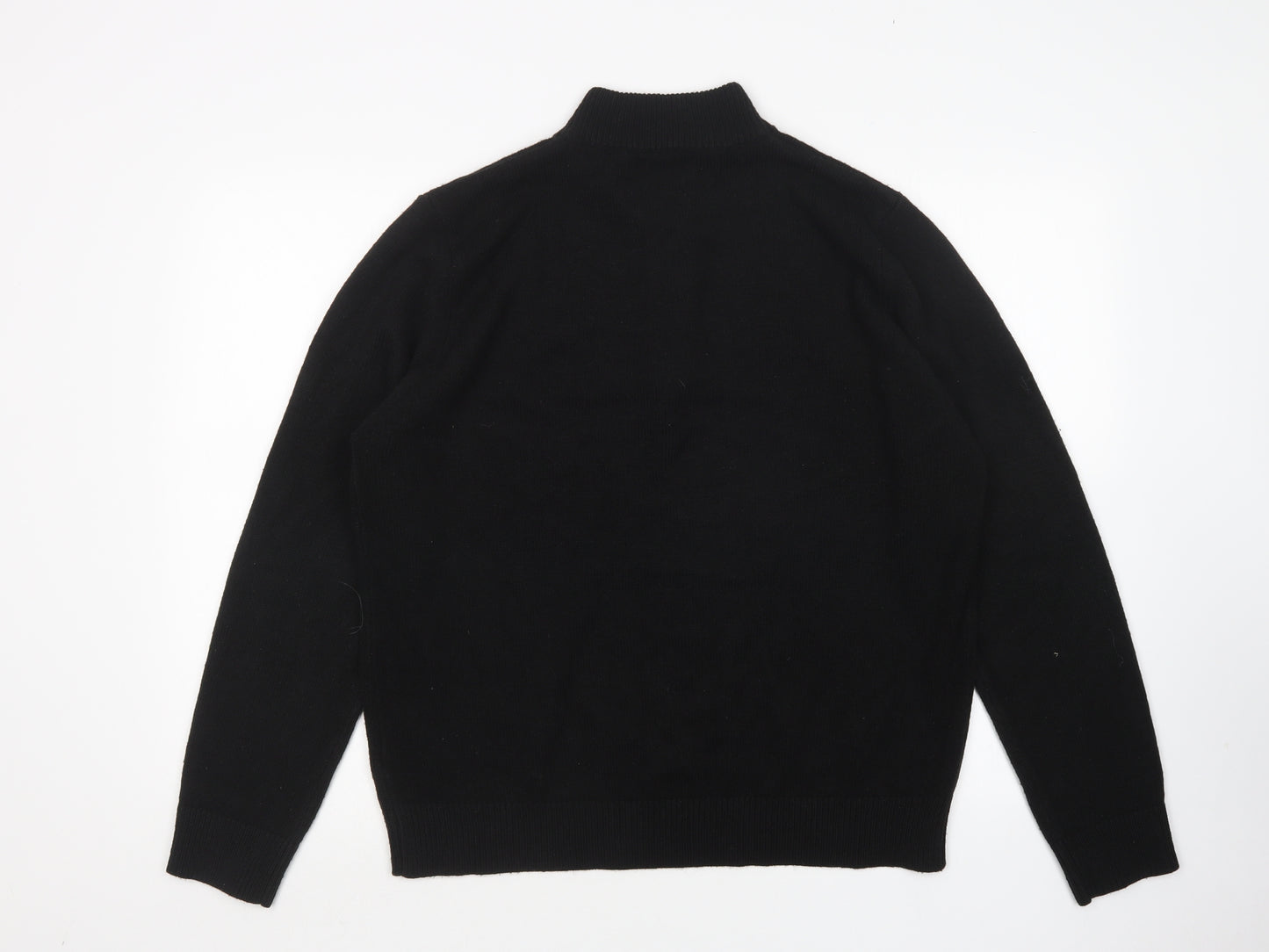 Brave Soul Mens Black Mock Neck  Acrylic Pullover Jumper Size XL