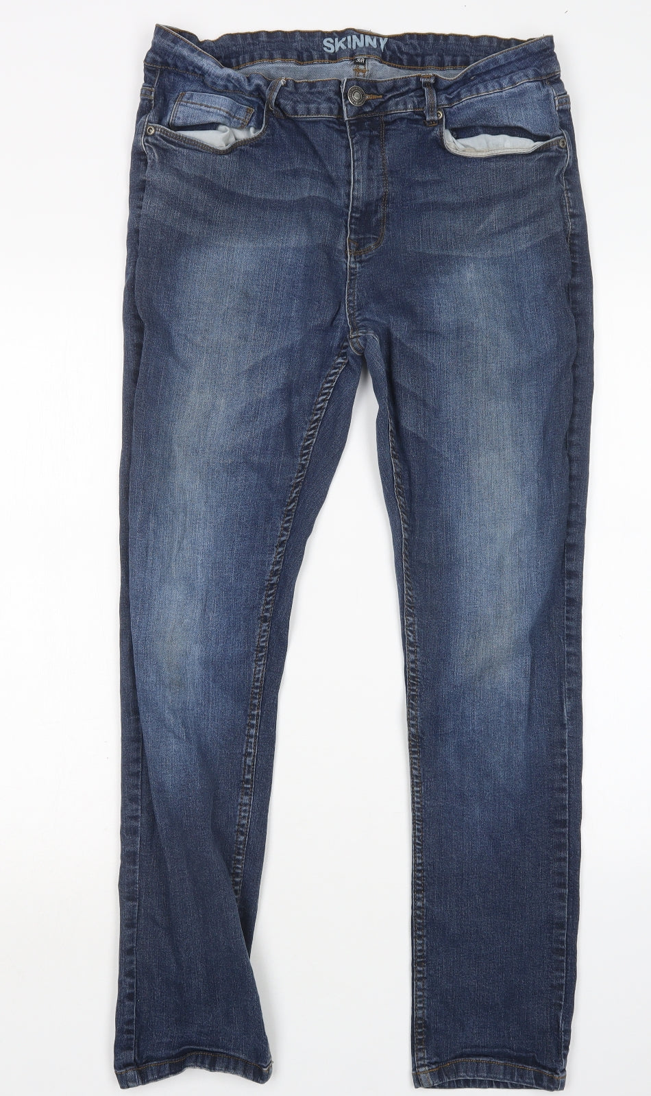 Peacocks Mens Blue  Cotton Skinny Jeans Size 36 L29 in Regular
