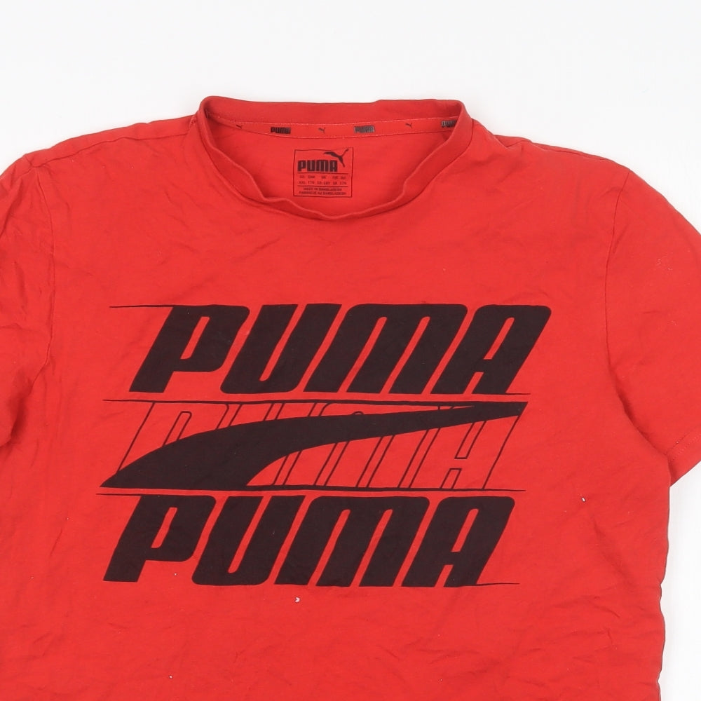PUMA Boys Red  Cotton Basic T-Shirt Size 15-16 Years Round Neck