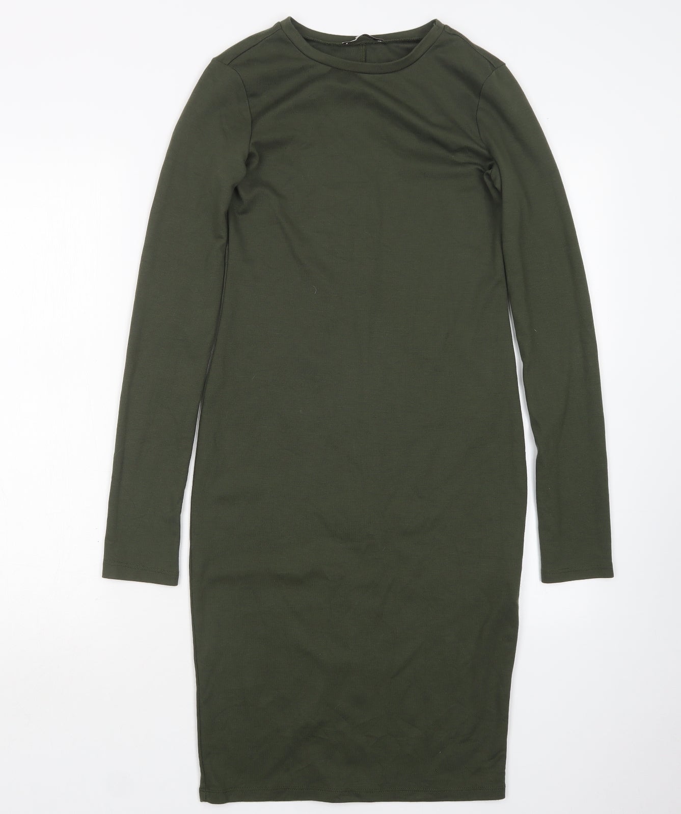 Zara Womens Green  Polyester Pencil Dress  Size S  Round Neck