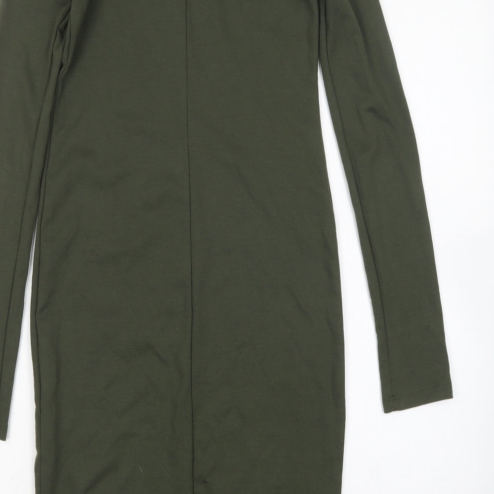 Zara Womens Green  Polyester Pencil Dress  Size S  Round Neck