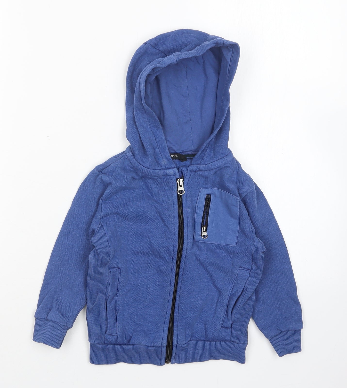 George Boys Blue  Cotton Full Zip Jumper Size 18-24 Months