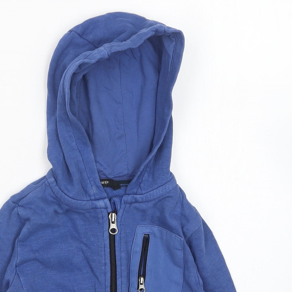 George Boys Blue  Cotton Full Zip Jumper Size 18-24 Months
