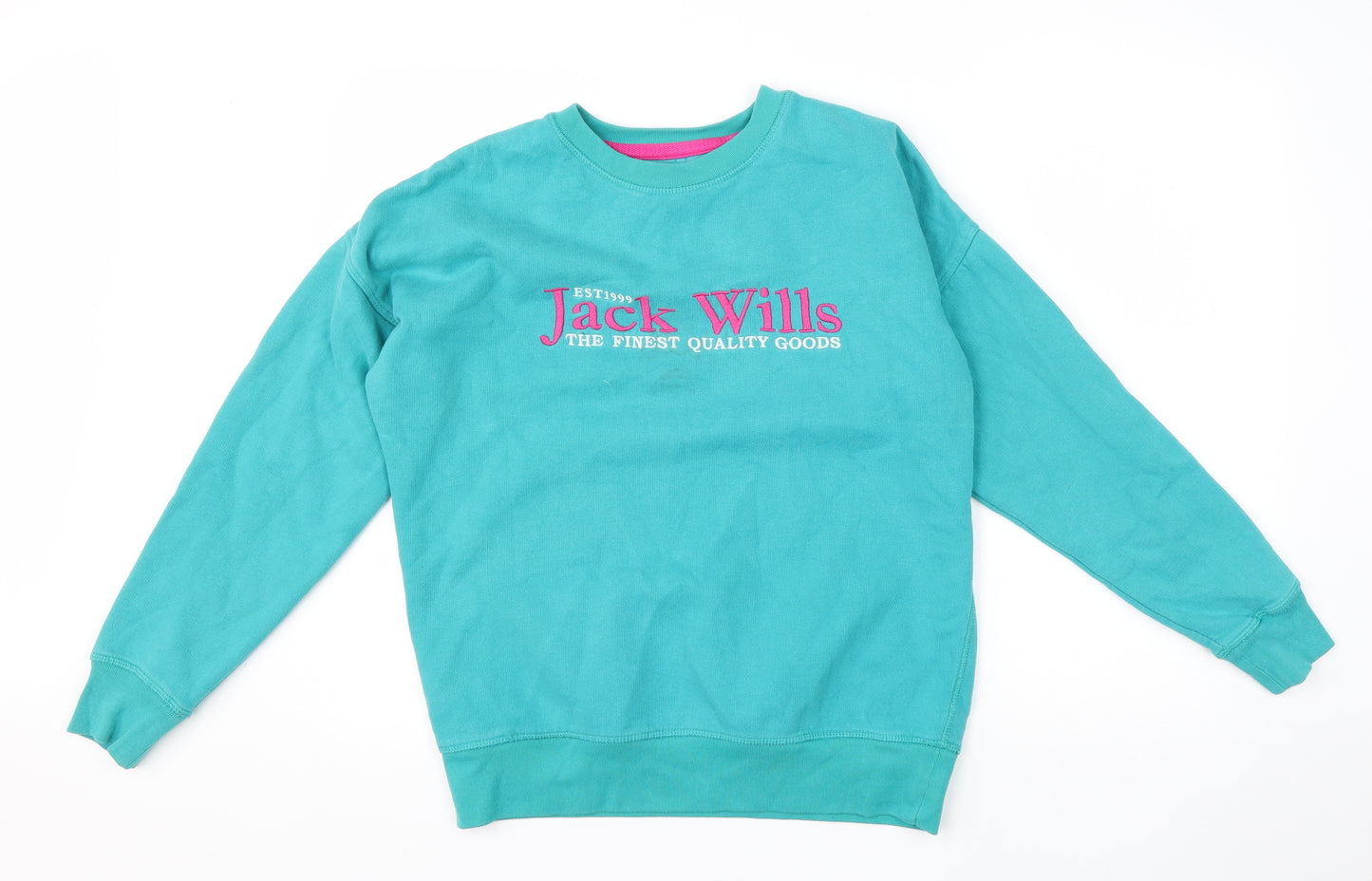 Jack Wills Womens Green  Cotton Pullover Sweatshirt Size 8