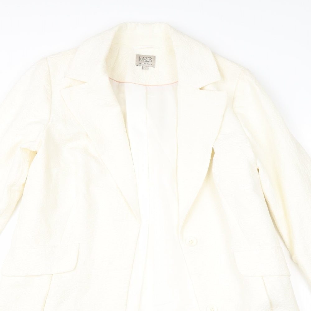 M&S Womens Beige Floral  Overcoat Coat Size 10