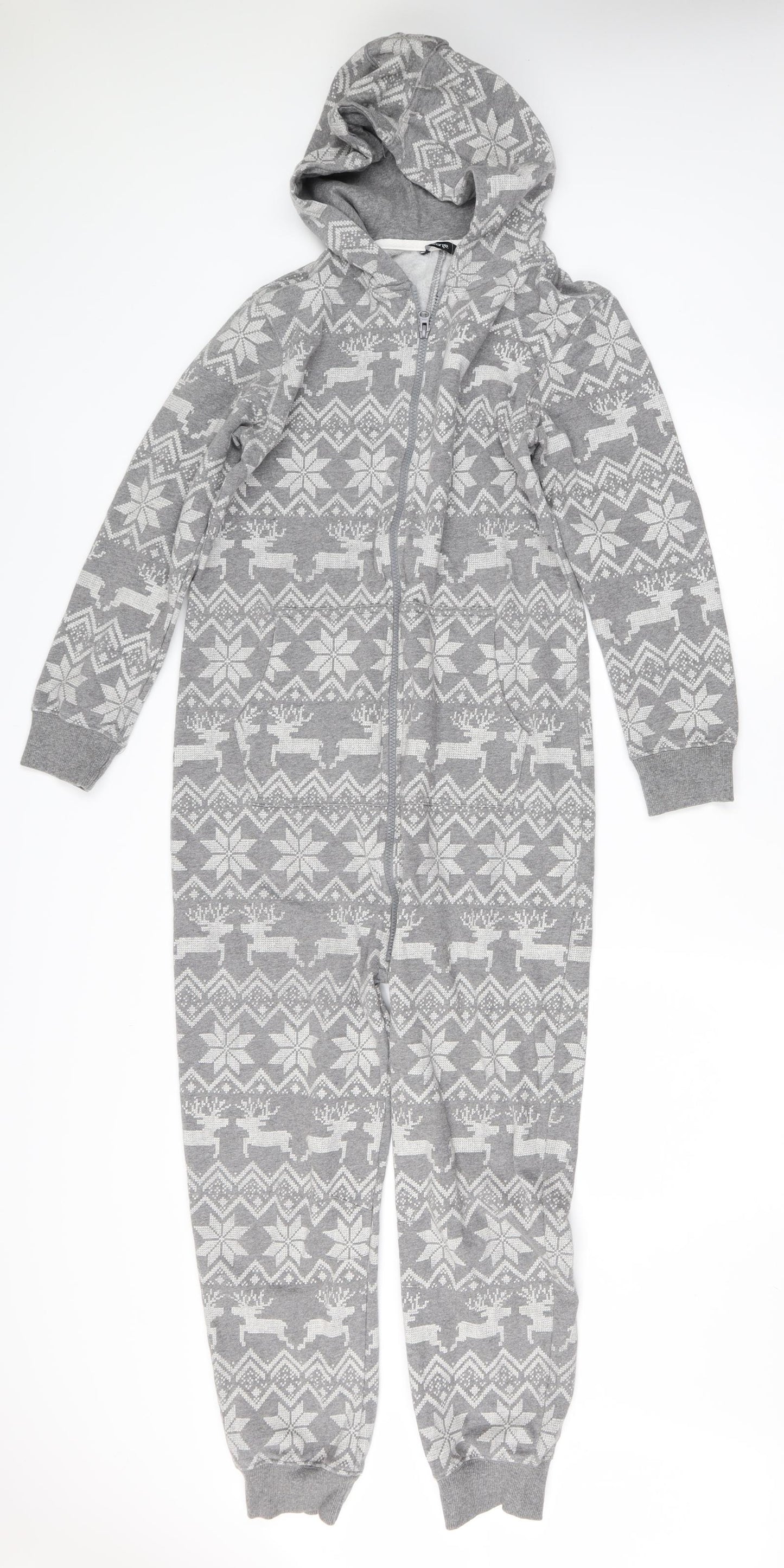 George Boys Grey Fair Isle Cotton  One Piece Size 12-13 Years   - christmas