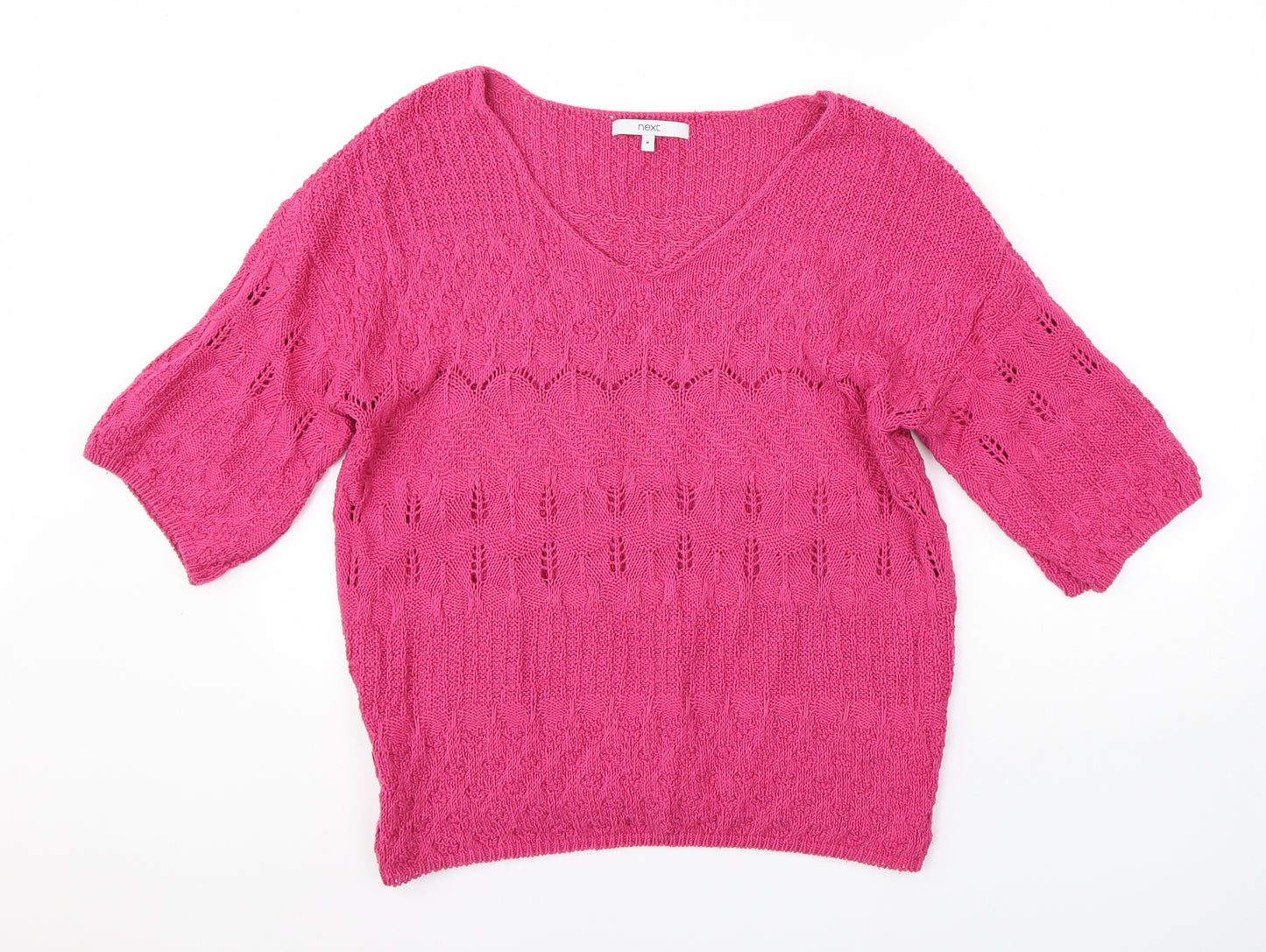 NEXT Womens Pink Round Neck  Cotton Pullover Jumper Size M
