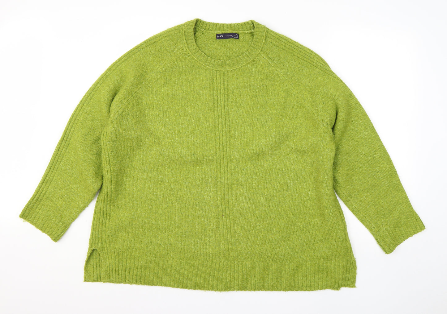 M&S Mens Green Round Neck  Acrylic Pullover Jumper Size XL