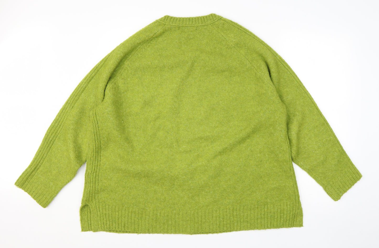 M&S Mens Green Round Neck  Acrylic Pullover Jumper Size XL