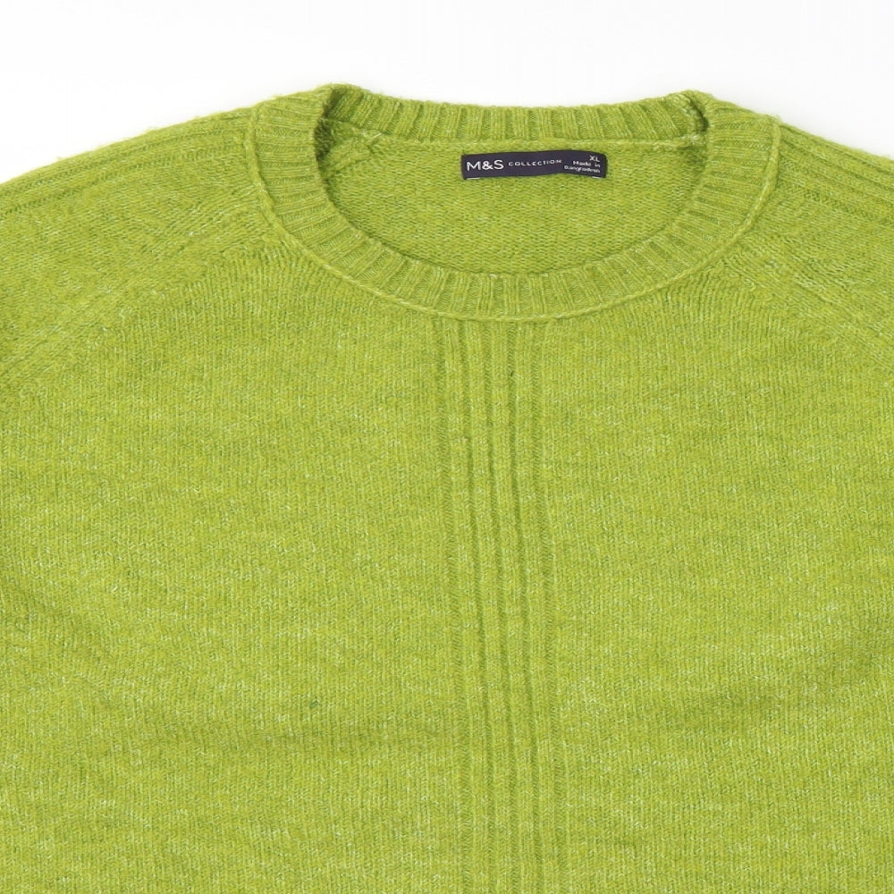 M&S Mens Green Round Neck  Acrylic Pullover Jumper Size XL