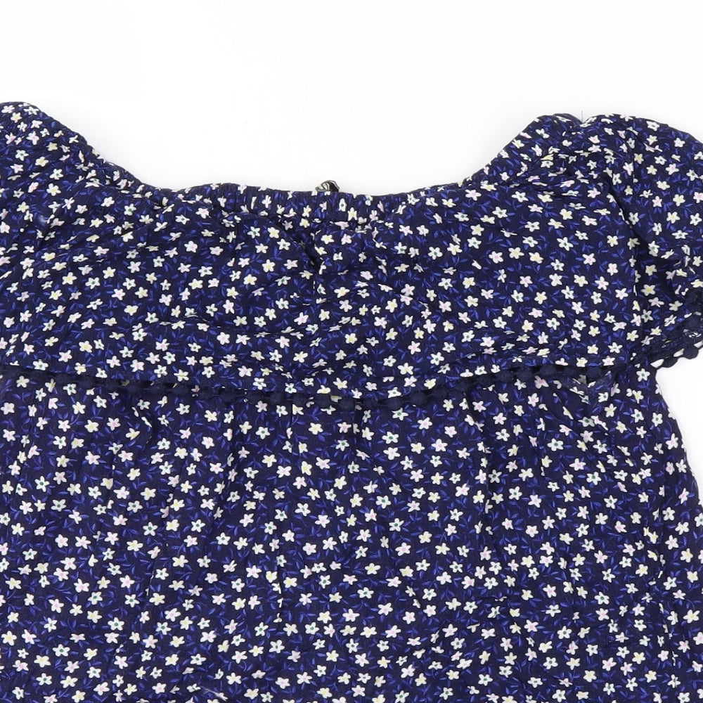 F&F Womens Blue Floral Viscose Basic Blouse Size 6 Off the Shoulder