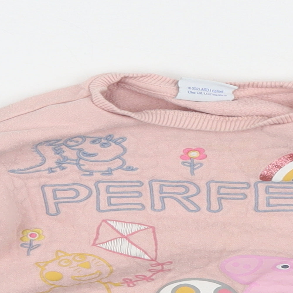Peppa Pig Girls Pink  Cotton Pullover Jumper Size 12-18 Months   - peppa pig