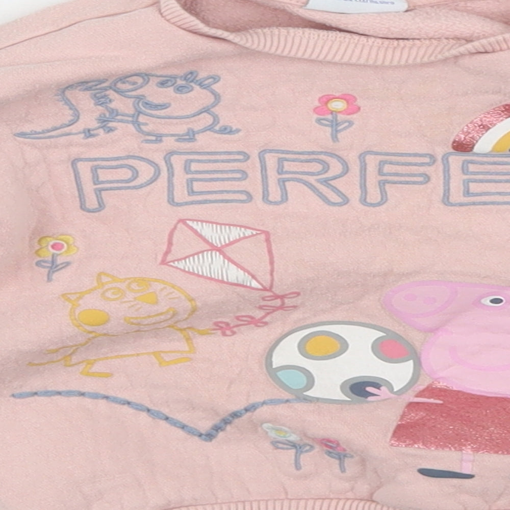 Peppa Pig Girls Pink  Cotton Pullover Jumper Size 12-18 Months   - peppa pig