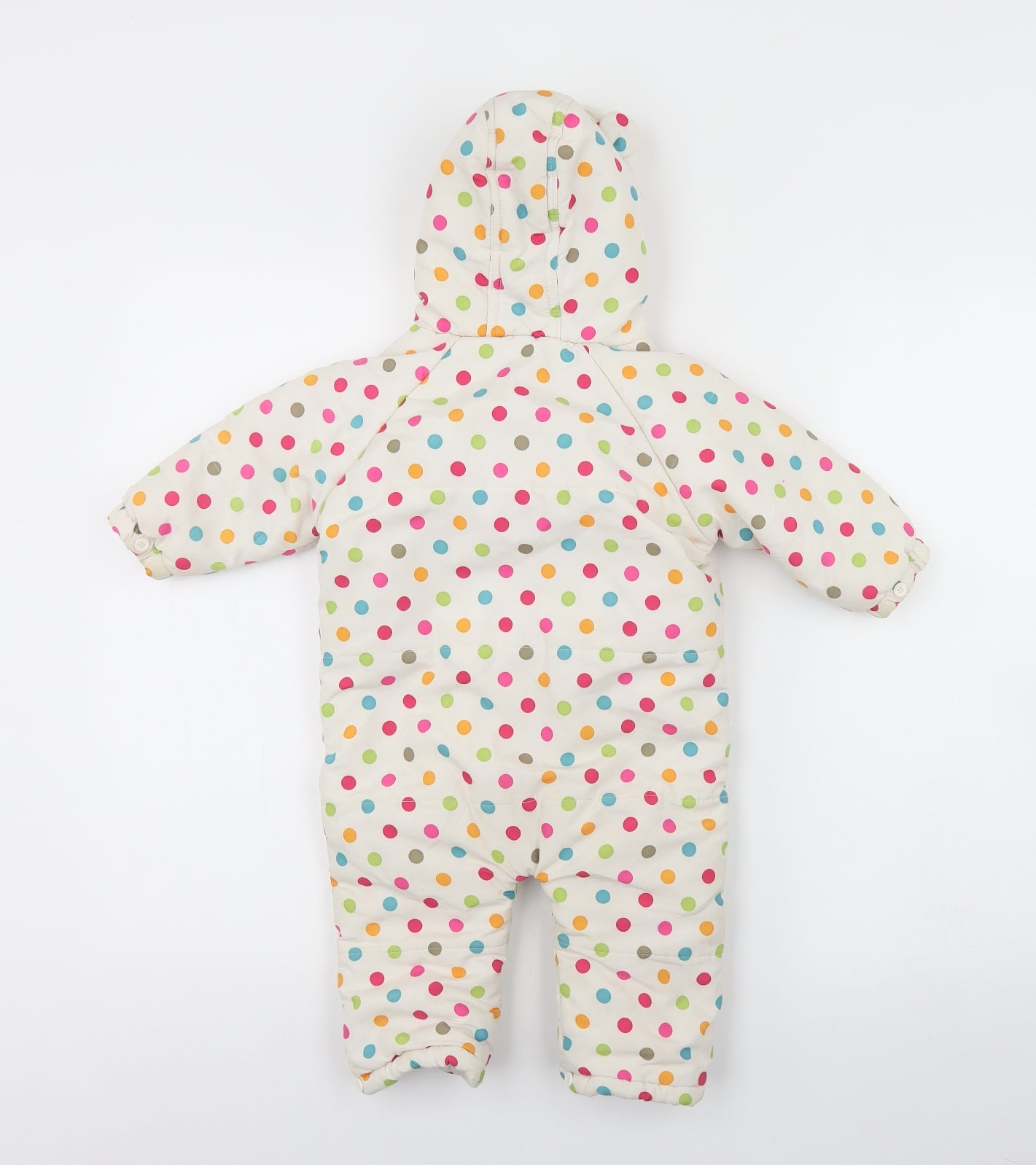 TU Girls White Polka Dot Polyester Babygrow One-Piece Size 9-12 Months  Zip