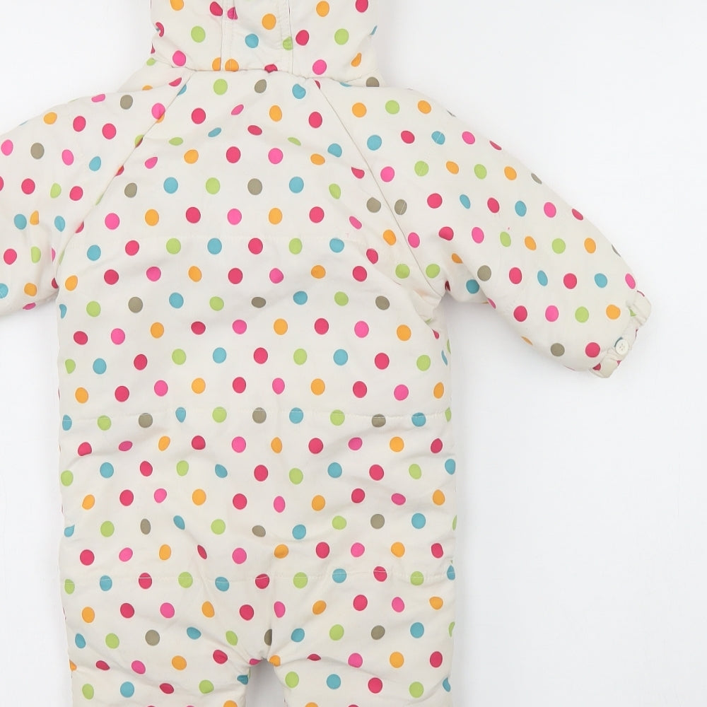 TU Girls White Polka Dot Polyester Babygrow One-Piece Size 9-12 Months  Zip