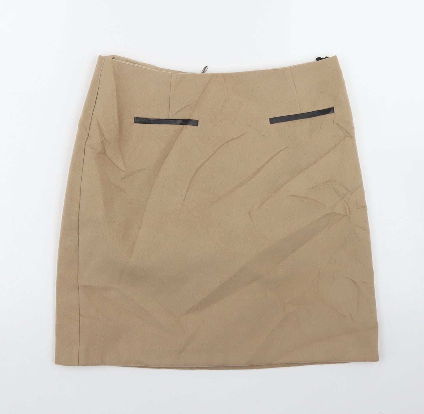 M&S Womens Beige  Viscose A-Line Skirt Size 8