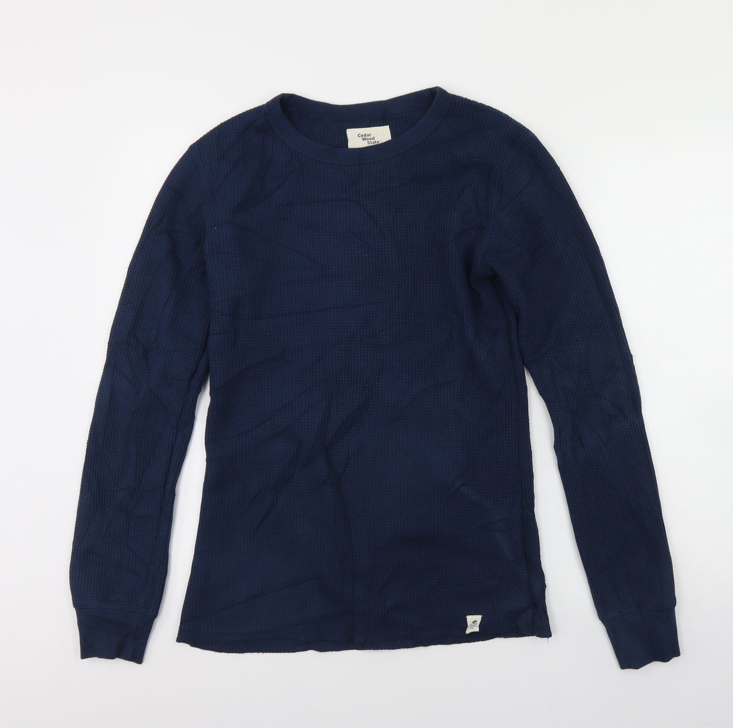 Cedar Wood State Mens Blue Round Neck  Cotton Pullover Jumper Size M