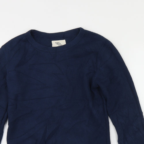 Cedar Wood State Mens Blue Round Neck  Cotton Pullover Jumper Size M