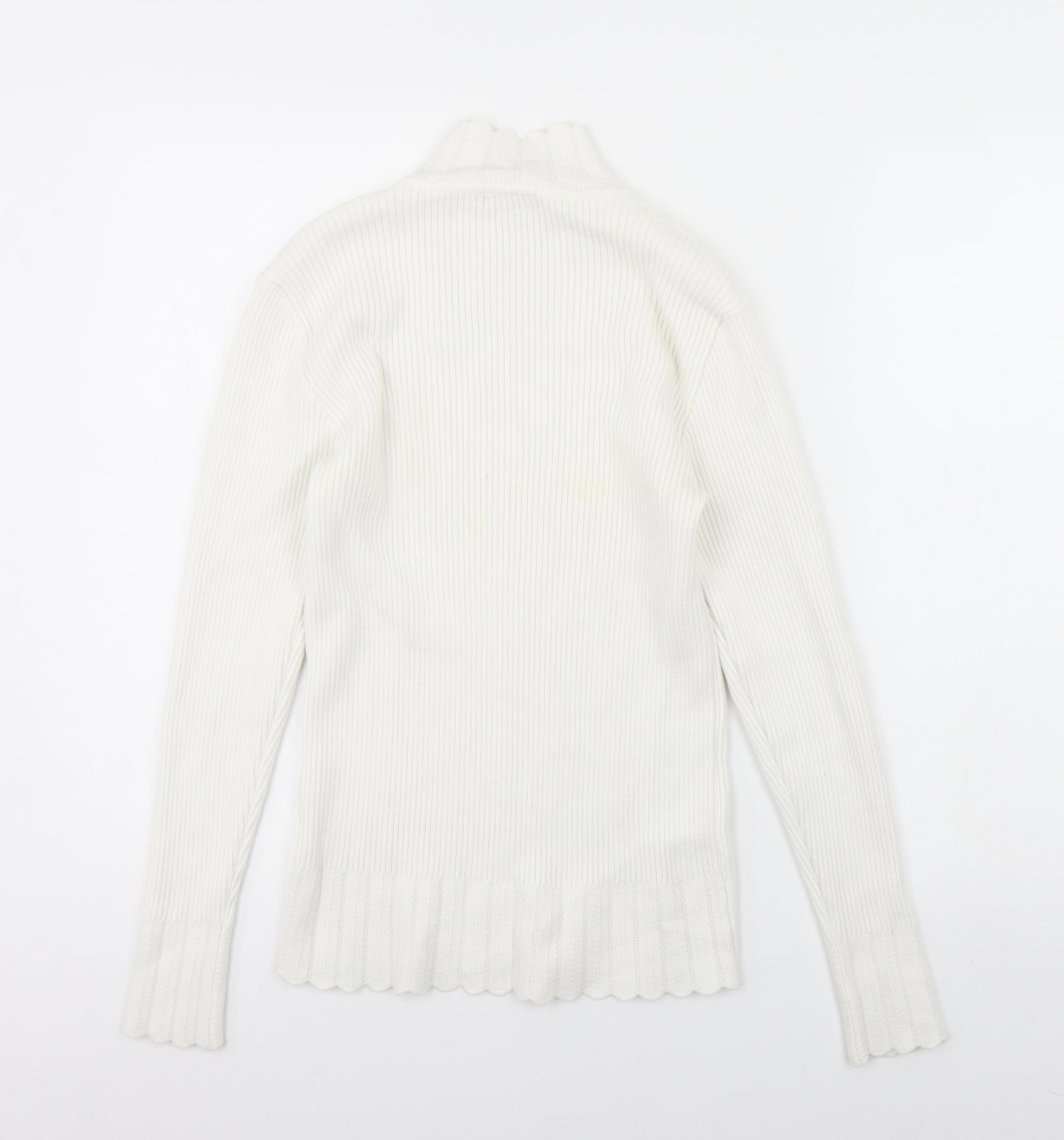 Sykooria Womens White Roll Neck  Polyester Pullover Jumper Size M