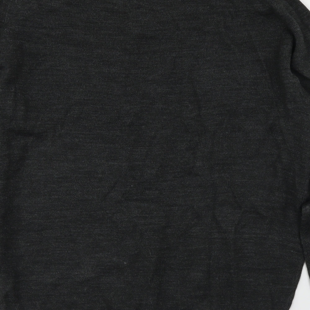 F&F Mens Grey V-Neck  Acrylic Pullover Jumper Size M