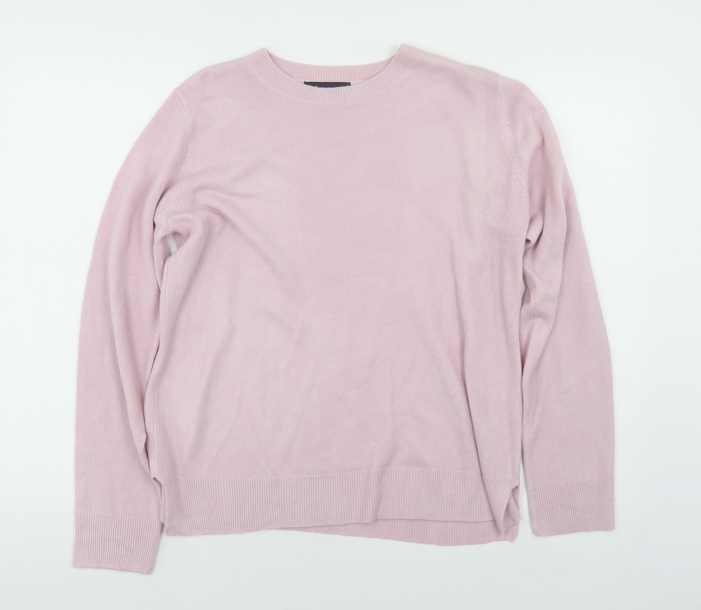 M&S Womens Pink Round Neck  Acrylic Pullover Jumper Size 14