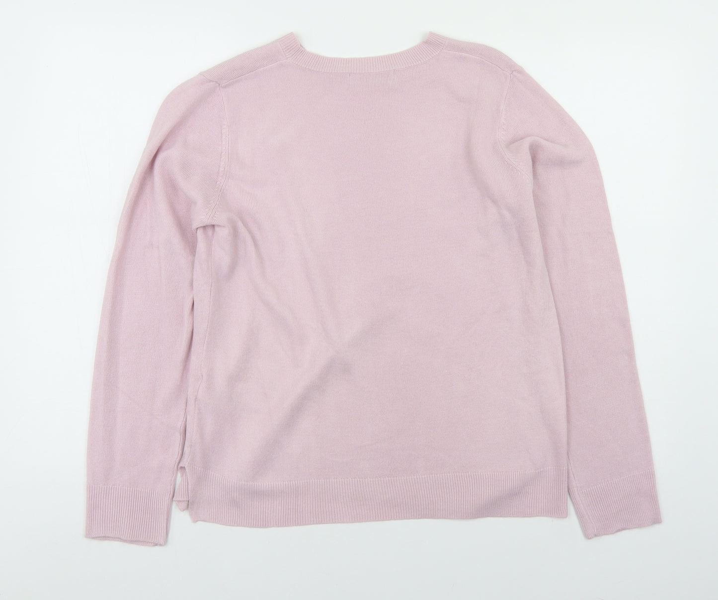 M&S Womens Pink Round Neck  Acrylic Pullover Jumper Size 14