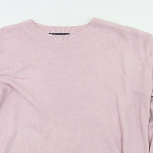 M&S Womens Pink Round Neck  Acrylic Pullover Jumper Size 14
