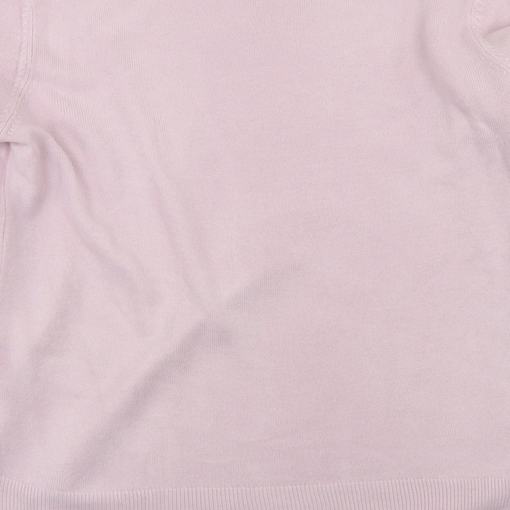 M&S Womens Pink Round Neck  Acrylic Pullover Jumper Size 14