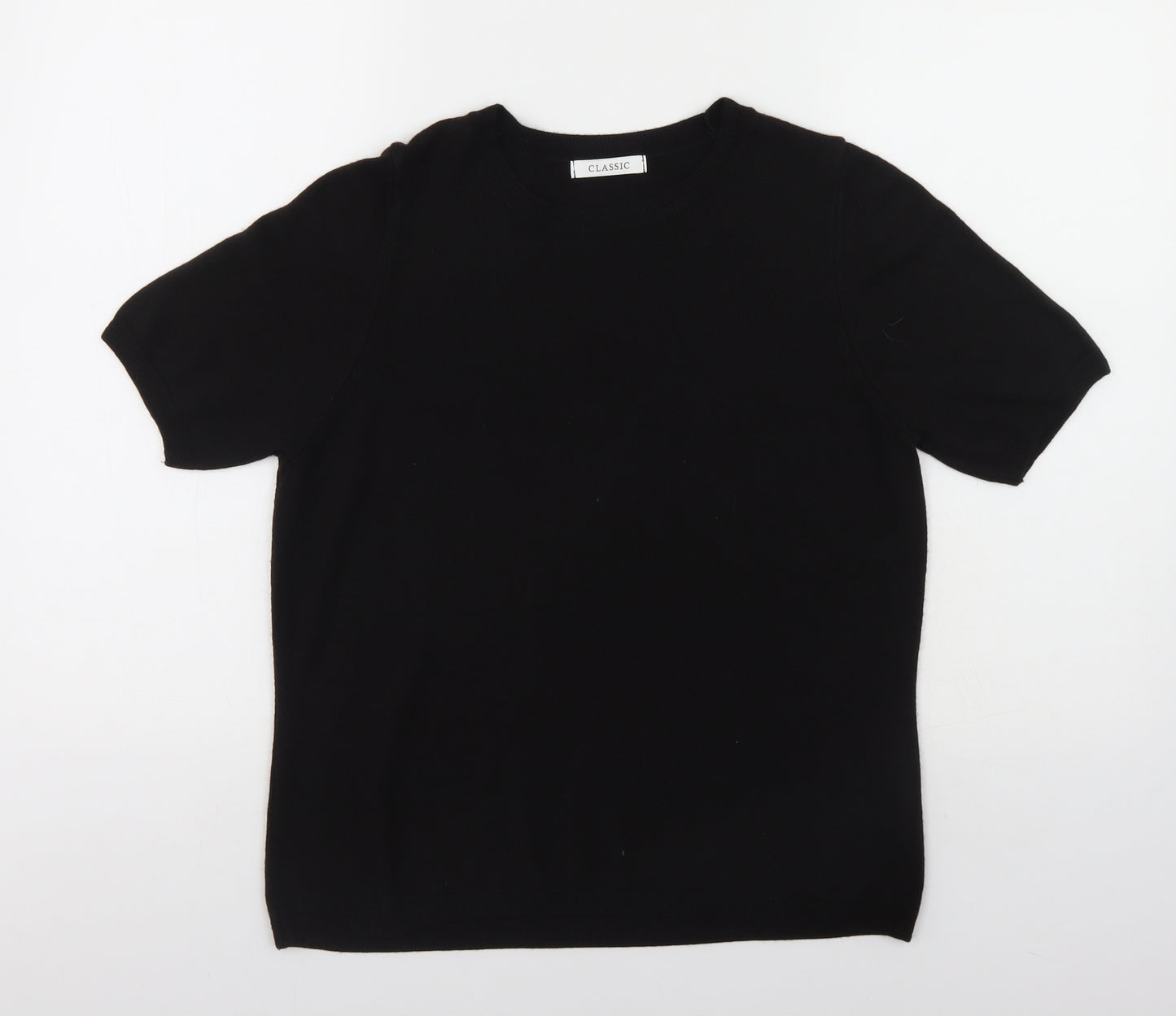 M&S Womens Black Round Neck  Acrylic Pullover Jumper Size 14