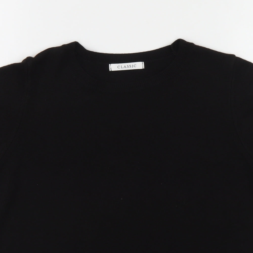 M&S Womens Black Round Neck  Acrylic Pullover Jumper Size 14