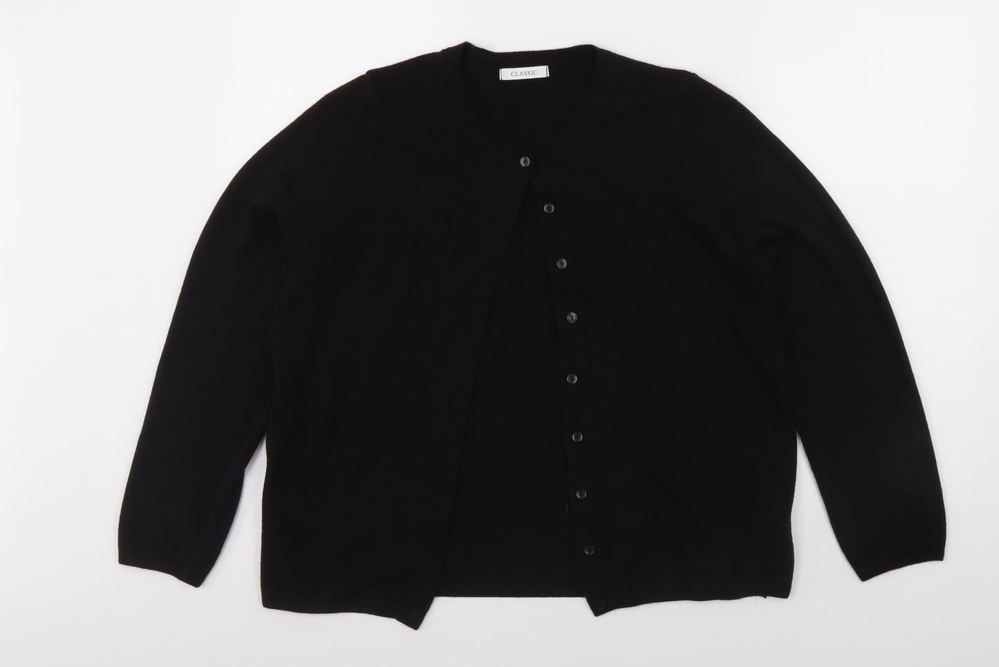 M&S Womens Black Round Neck  Acrylic Cardigan Jumper Size 16