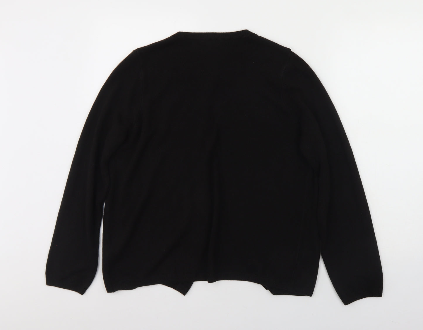 M&S Womens Black Round Neck  Acrylic Cardigan Jumper Size 16