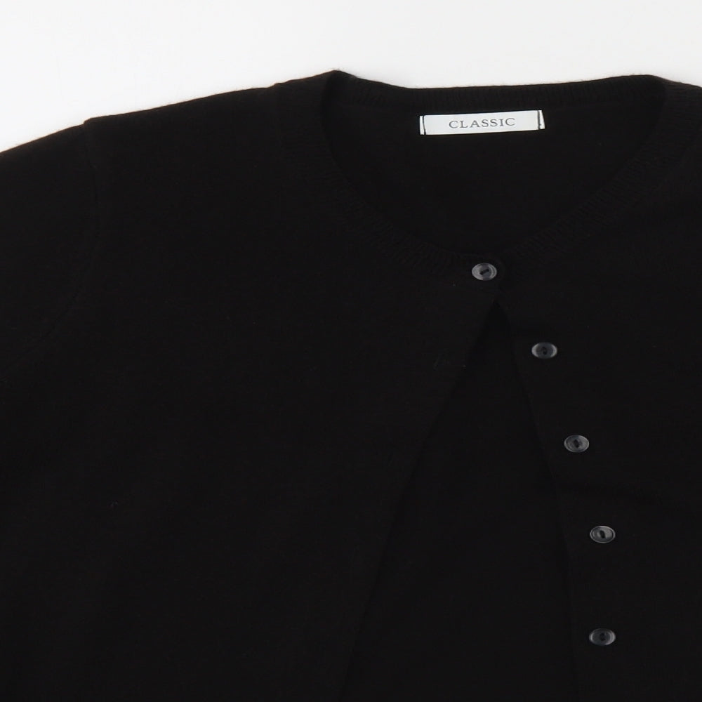 M&S Womens Black Round Neck  Acrylic Cardigan Jumper Size 16